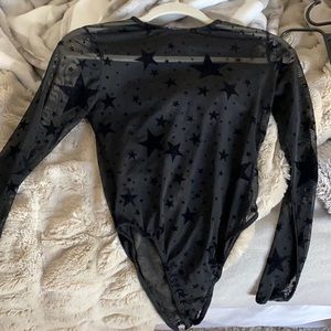 NastyGal See-Through Black Star Bodysuit